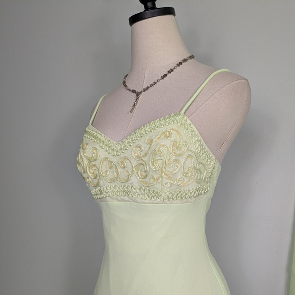 Vintage Morgan Co Prom Dress Maxi Gown 6 Green Fairy Princess 90s Y2K Glam - Picture 9 of 15